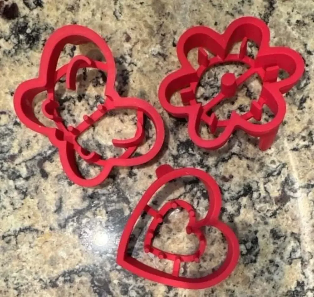 Red Silicone Egg and Pancake Mold Set of 3 Shapes